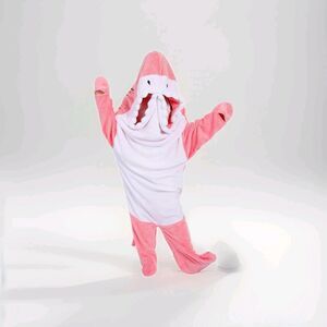 Shark Wearable Blanket Hoodie Pink Jumpsuit‎